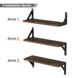 Rustic Brown Wall-Mounted Floating Shelves Set of 3 - 17 Inch Natural Wood Decor Storage for Any Room Forbena