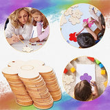 Whaline 50Pcs 3 Inch Wood Flower Cutouts Unfinished Wooden Boho Flower Cutouts with Holes and Hemp Rope DIY Blank Flower Shape Hanging Ornaments Whaline