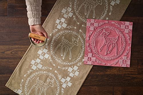 Speedball Block Printing Fabric Deluxe Kit, 14 Pieces, Includes Inks, Brayer, Bench Hook, Lino Handle and Cutters, Speedy-Carve Relief Blocks Speedball