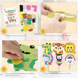VKPI Make 6 Popstick Puppets Craft Kits for Kids, Foam Art Crafts Gift, Story Time Toys for Ages 4+ Toddler, Unicorn, Cloud, Animals, Preschool VKPI