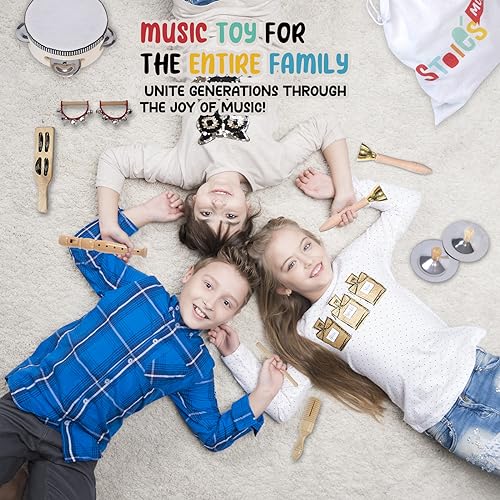 Stoie’s Wooden Music Set, Percussion Kids Musical Instruments, Montessori Unique Play Toddler Musical Instruments for Kids Ages 3, 5, 9, 12- Baby - WoodArtSupply