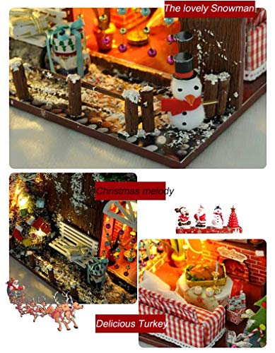 Kisoy DIY Dollhouse Kit, 1:24 Scale Exquisite Miniature with Furniture, Dust Proof Cover and Music Movement, Your Perfect Craft Gift for Friends,
