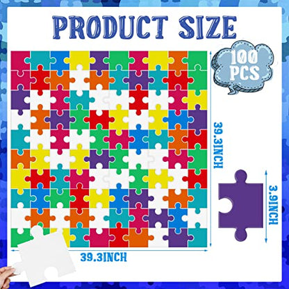 Junkin 100 Pcs Large Blank Puzzle Puzzle Pieces Cutouts DIY Make Your Own Puzzle Kit Paper Puzzle Kit for Classroom Decor Bulletin Board School DIY - WoodArtSupply