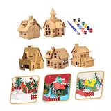 Toyvian 5 Sets Christmas Cookie House 3D Gingerbread House Cardboard City House Unfinished Xmas House Xmas Homemade Hut Wooden Christmas Village Toyvian