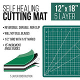 US Art Supply 12" x 18" Green/Black Professional Self Healing 5-Ply Double Sided Durable Non-Slip Cutting Mat Great for Scrapbooking, Quilting, U.S. Art Supply