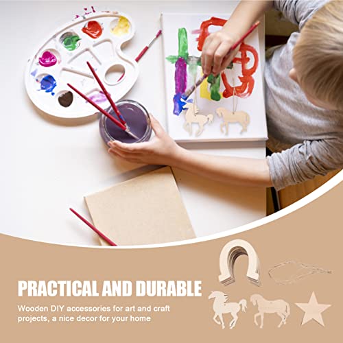 COHEALI 36pcs Horseshoe Chips Unfinished Wooden Cutouts Unfinished Wood Supplies & Materials Horse Shoes Wood Gift Label Kids Crafts Horse Wood COHEALI