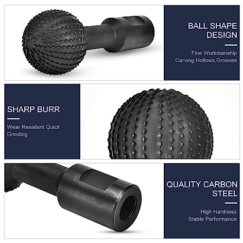 JonPhoe Sphere Rotary Burr with 5/8-11 Threads for 4 1/2" and 5" Angle Grinder, Carbon Steel Ball Gouge Angle Grinder Attachments for Woodworking JonPhoe