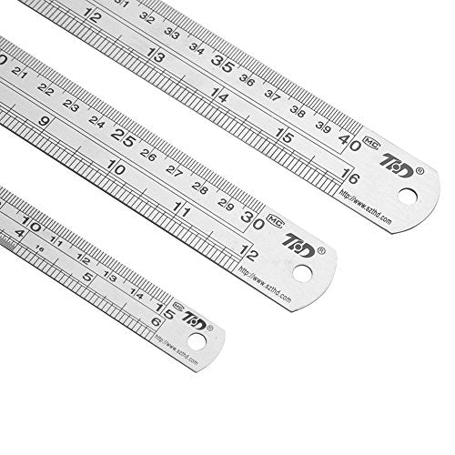 ZZTX Metal Ruler Stainless Steel Ruler Straight Edge Measuring Tool 6 Inch +12 Inch + 16 Inch 6 Pack Set - WoodArtSupply