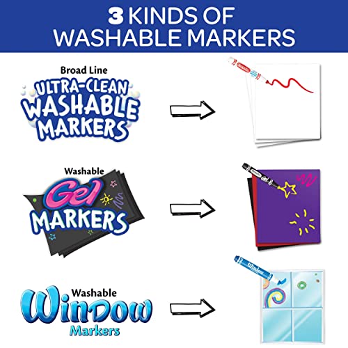 Crayola Washable Marker Set, School Supplies, Gel, Window, Broad Line Markers, 64ct Crayola