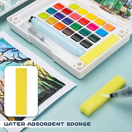 MAIKEDEPOT Watercolor Paint Set,24 Vivid Colors Watercolor Sketching Kit Painting Set with Water Brush Pens,24 Sheets Watercolor Papers,3 Online MAIKEDEPOT