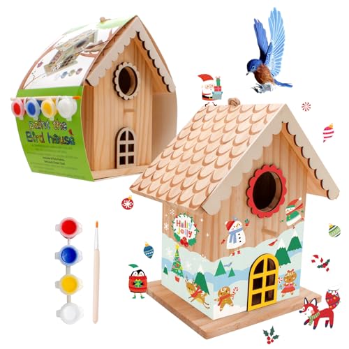 DIY Wooden Birdhouse Painting Kit for Kids, Bird House to Paint Set,Wood Arts and Crafts for Children,Ages 3-12 Build Your Own Bird Houses - WoodArtSupply