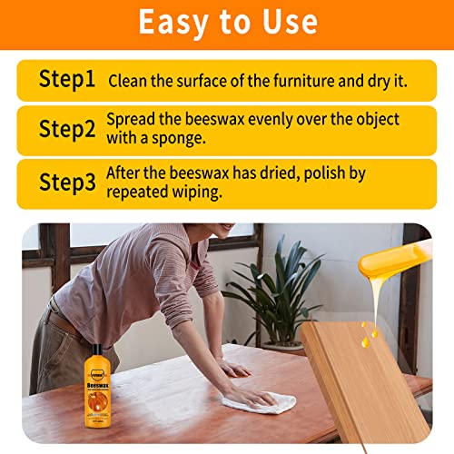 PIPIHUA Beeswax Furniture Wood Polish & Conditioner-Wood Seasoning Beeswax  Oil for Wood Cleaner and Polish Furniture Restore A Finish, 16.93 Fl Oz