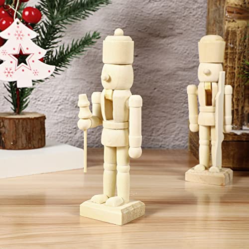 PRETYZOOM 6pcs Unfinished Wooden Christmas Nutcracker Unpainted Blank Nutcracker Soldier Figures Wooden Christmas Table Centerpieces Decorations