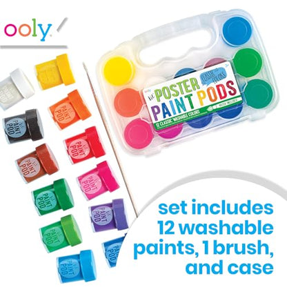 Ooly, Lil' Paint Pods, Paint Set for Kids, Posters, Arts, Crafts, Painting Supplies - Set of 12 Basic Colors, with Brush