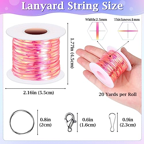 cridoz Lanyard String Kit, Boondoggle String with 25 Rolls Plastic Lacing Cord and 50Pcs Keychain Lanyard Accessories, Gimp String Lanyard Weaving cridoz