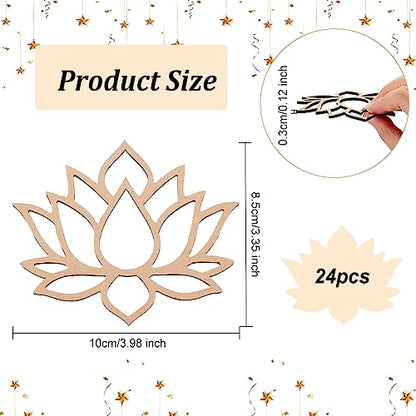 OLYCRAFT 24pcs Lotus Dream Catcher Rings Wooden Macrame Hoops Smooth Unfinished Macrame Rings Flower Shape Macrame Ring for DIY Crafts Projects Home - WoodArtSupply