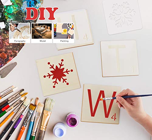 ilauke Scrabble Tiles for Crafts & 5x5 Blank Wood Square, Perfect for Wall Decor, Farmhouse Style, Scrabble Pieces, Wooden Letters (26 Large Scrabble ilauke