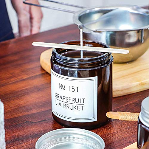 Bulk Candle Wicks 100 Pcs with 60Pcs Candle Wick Stickers and 10 Pcs Wooden Candle Wick Centering Device for Soy Beeswax Candle Making (6inch) ANTUNIHOD