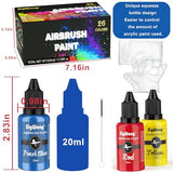 Airbrush Paint Set - 26 Colors Airbrush Paint, Ready to Spray, Water Based Acrylic Airbrush Paint Kit for Metal, Plastic Models, Leather - 0.7fl oz SigWong