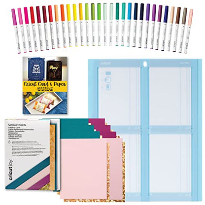 Cricut Cutaway Cards with 2x2 Card Cutting Mat and 30 Piece Pen Set Bundle - Ultimate Card Making Pack, Variety Gel Pen Pack, Craft Cutting Machine - WoodArtSupply