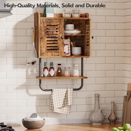 HOOBRO Medicine Cabinet, Double Doors Bathroom Wall Cabinet with Towel Bar, Adjustable Shelf, 2 Hooks, Over The Toilet Storage Cabinet, for Bedroom, HOOBRO