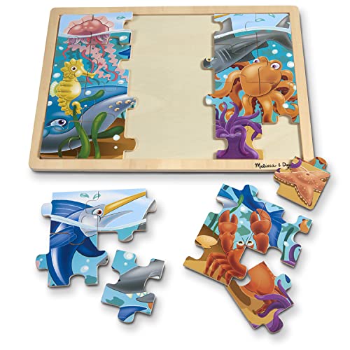 Melissa & Doug Under the Sea Ocean Animals Wooden Jigsaw Puzzle With Storage Tray (24 pcs) - WoodArtSupply