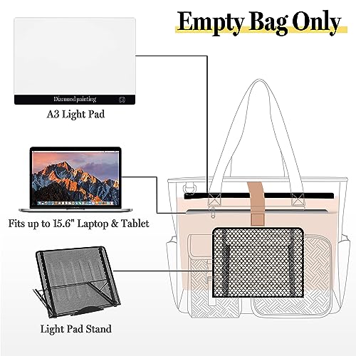 Fasrom Diamond Painting Carrying Case for A3 Light Pad, Diamond Painting Storage Bag with Padded Sleeve to Hold A3 LED Light Box and Diamond Art Fasrom