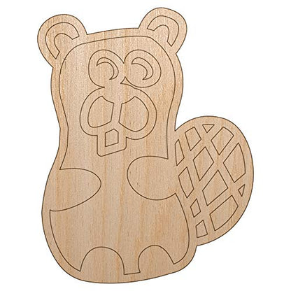 Silly Beaver Doodle Unfinished Wood Shape Piece Cutout for DIY Craft Projects - 1/4 Inch Thick - 4.70 Inch Size