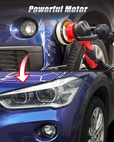AVID POWER Buffer Polisher, 5-inch/6-inch Dual Action/DA Polisher for Car Detailing, Random Orbital Car Buffer Polisher Waxer Kit with 6 Variable AVID POWER