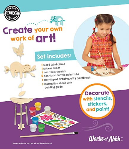 Works of Ahhh Craft Set - Sloth Wind Chime Classic Wood Paint Kit Works of Ahhh...