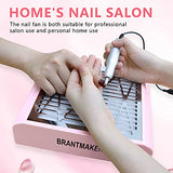 BRANTMAKER Nail Dust Collector with Brush and 2 Reusable Filters, 60W Vacuum Dust Fan for Acrylic Nails (Pink) BRANTMAKER