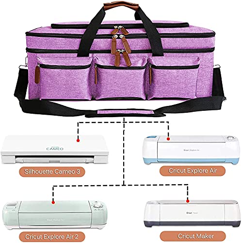 Damocles Cutting Machine Carrying Bag Portable 3-Layer Shock Absorbent Cutting Machine Tote Bag Compatible with Cricut Explore Air 2 & Cricut Maker (Purple)