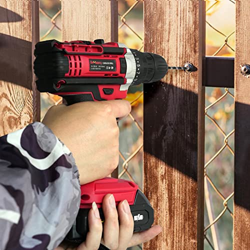 BeHappy Cordless Drill Set, 21V Power Drill Kit, Electric Power Drill Set with 2 Batteries and Charger, 25+3 Torque Setting, 2 Speed, 315 In-lb, LED, BeHappy