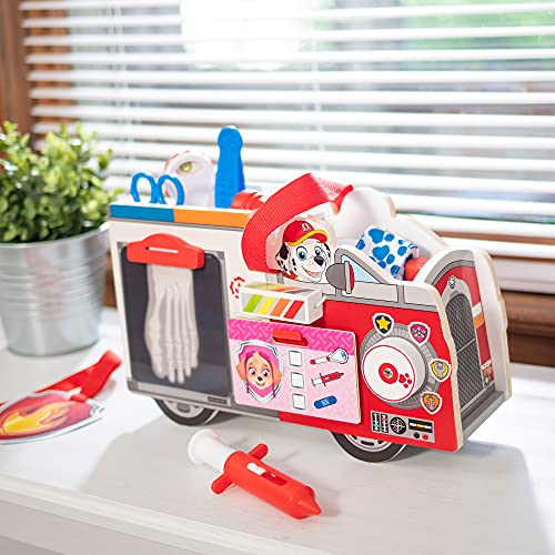 Melissa & Doug PAW Patrol Marshall's Wooden Rescue EMT Caddy (14 Pieces) - PAW Patrol Take-Along Pretend Play First Responder Rescue Kit, PAW Patrol Melissa & Doug