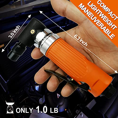 MOMODA 1/4" Mini Air Die Grinder Kit Right Angle 90 Degree Pneumatic Sander 20,000RPM High-power Model with 1/4"(6MM) and 1/8"(3MM) Collets for MOMODA