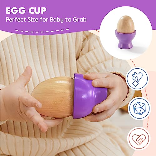 Tiny Land Montessori Toy Set for Babies 10-12 Months - 5-in-1 Wooden Learning Toys with Peg Drop Box, Rocking Stacker, Egg Cup, Canister Set, and Tiny Land