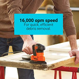 BLACK+DECKER Detail Sander, 1.2 Amp, 16,000 OPM, Compact Design, 3-Position Grip for Comfort, Includes Dust Collector, Corded (BDEMS600) BLACK+DECKER