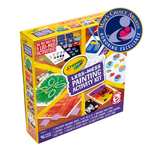 Crayola Less Mess Painting Activity Kit (46pcs), Kids Art Set, Washable Kids Paints, Gifts for Kids, Ages 4+ Crayola