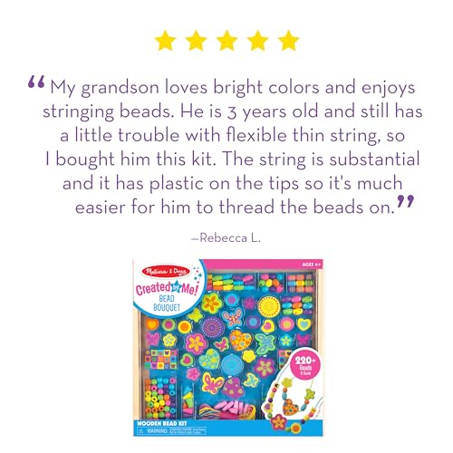 Melissa & Doug Created by Me! Bead Bouquet Deluxe Wooden Bead Set With 220+ Beads for Jewelry-Making, for 4+ years, Multicolor, 9½ - WoodArtSupply