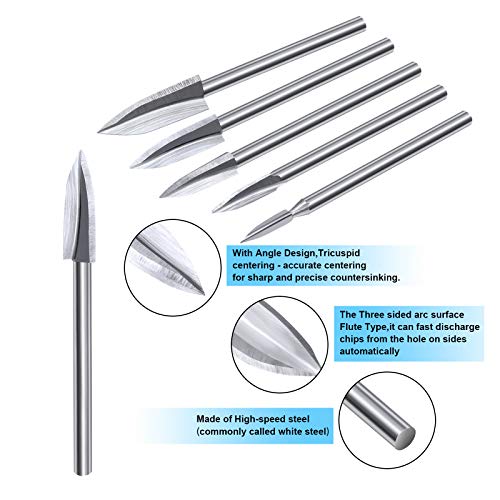 15 Pieces Wood Carving Engraving Drill Bit Woodworking Drill Bit DIY Wood Carving Tools Accessories for Rotary Tools Honoson