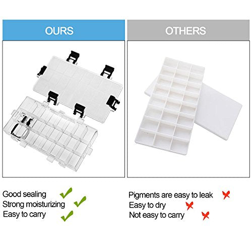 joybest Watercolor Palette Box 24-Well Paint Palette Box Airtight Leak Proof Travel Palette Case for Watercolors Half Pans, Acrylic, Gouache and Oil joybest