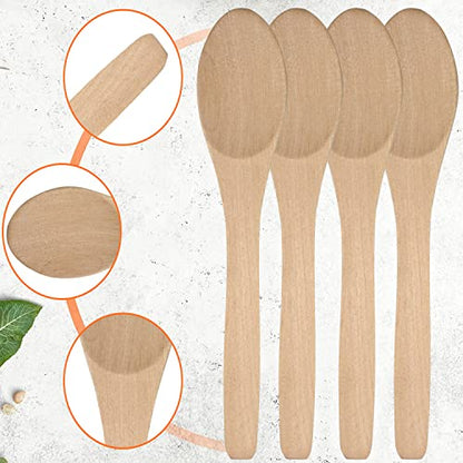 30 Pcs Small Wooden Spoons Cooking Condiments Spoons Mini Tasting Spoons 4.7 inch for Salt, Honey, Coffee, Tea, Sugar, Jam, Mustard