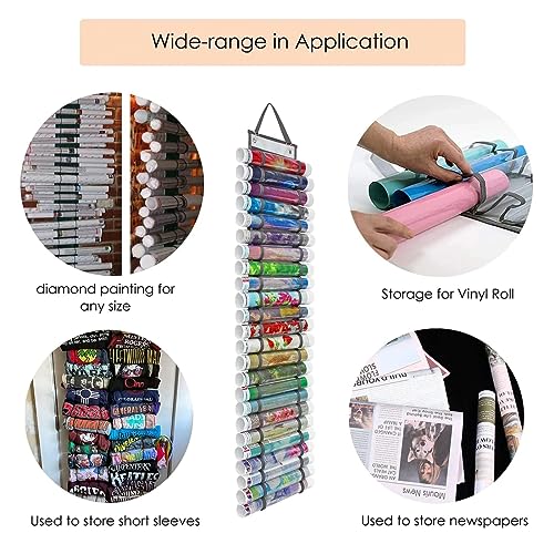 Chemlliy Vinyl Roll Holder 12 Compartments Vinyl Storage Organizer Hanging Vinyl Storage Rack Craft Vinyl Roll Organizer Wall Mount - WoodArtSupply