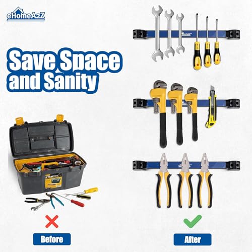 Magnetic Tool Holder, Heavy-Duty 18 Inch Rack, Magnetic Wrench Rack, Magnetic Strip For Walls, Garage Accessories, Shed and Shop Magnetic Organizer, EHOMEA2Z
