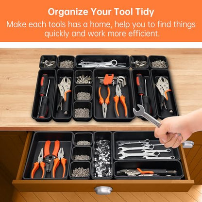 Giklux 45 Pack Tool Box Organizer Tray Divider, Toolbox Desk Drawer Organizer,Garage Organization Storage for Rolling Tool Chest Cart Cabinet