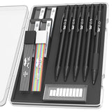 Mr. Pen- Metal Mechanical Pencil Set with Lead and Eraser Refills, 5 Sizes, Black, 0.3, 0.5, 0.7, 0.9, 2mm, Drawing Mechanical Pencils, Mechanical Mr. Pen