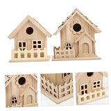 Yardwe 2pcs Creative Bird Nest Decoration Bird House Cage Parrot House Unfinished Wood Birdhouse DIY Wood Birdhouse Resting Place Birds Kids Craft Yardwe