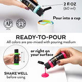 ARTEZA Acrylic Pouring Paint, Set of 32, 2oz Bottles, Assorted Colors, High Flow Paint, No Mixing Needed, Art Supplies for Pouring on Canvas, Glass, ARTEZA