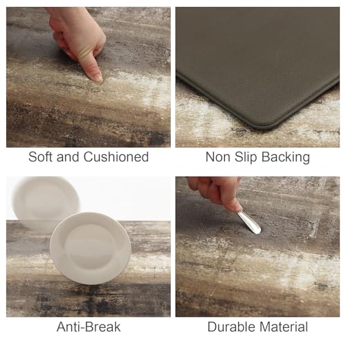 MAYHMYO Anti Fatigue Kitchen Mat - Set of 2 - Taupe Abstract Art Comfort Mats - Cushioned, Non Slip Floor Mat MAYHMYO