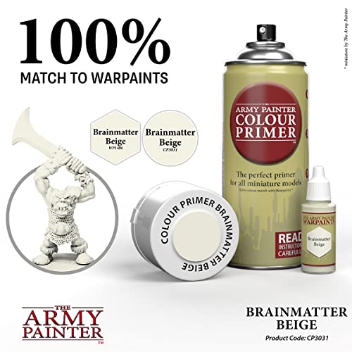 The Army Painter Color Primer Spray Paint, Brainmatter Beige, 400ml, 13.5oz - Acrylic Spray Undercoat for Miniature Painting - Spray Primer for The Army Painter